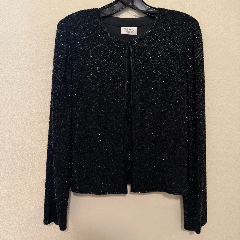 Sean Collection Vintage Sparkling Black Blazer with Tank Top